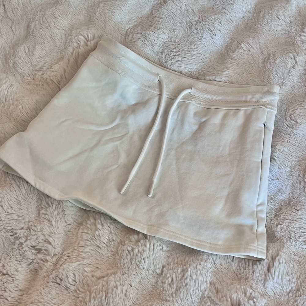 White Mini Skirt with Drawstring